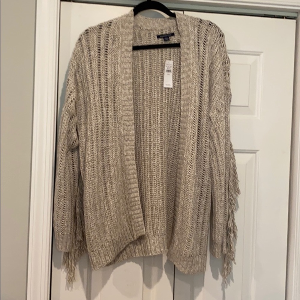 Knitted fringe cardigan